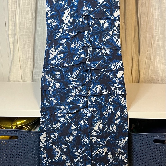 Nicole Miller Navy and White Racerback Maxi Dress, Size S - Picture 2 of 5